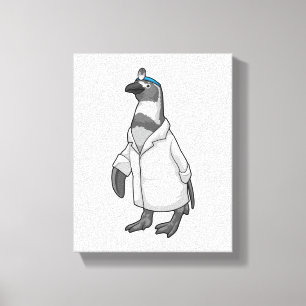 Lienzo Pingüino como Médica con abrigo de Médica