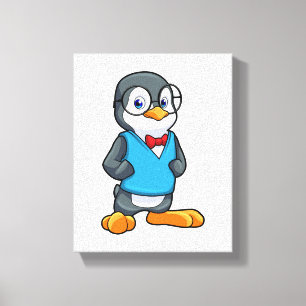 Lienzo Pingüino como nervioso con gafas