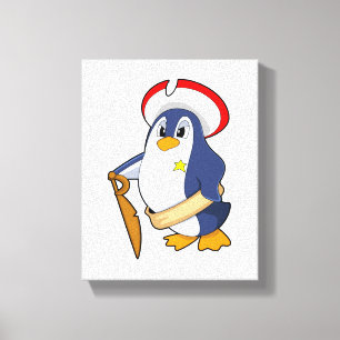 Lienzo Pingüino como pirata con Gorra