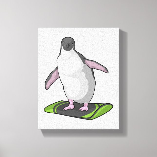 Lienzo Pingüino como snowboard (Anverso)