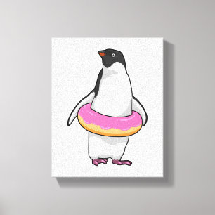 Lienzo Pingüino con Donut