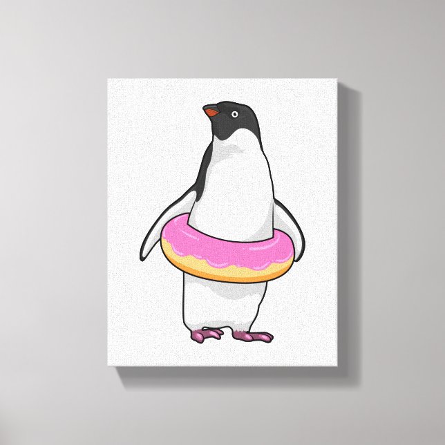 Lienzo Pingüino con Donut (Anverso)