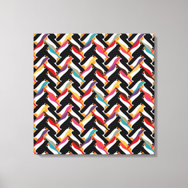 Lienzo pingüino de herringbone (Anverso)