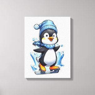 Lienzo Pingüino de invierno apuntalando hielo