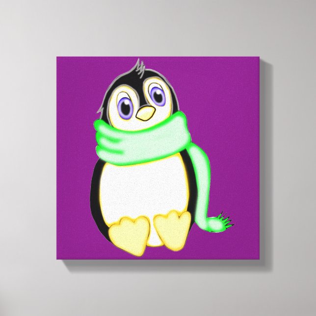 Lienzo Pingüino Perky 12 x 12 (Anverso)