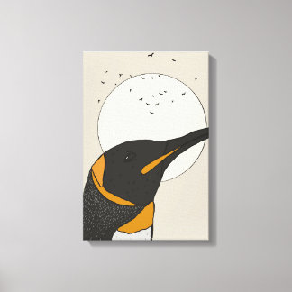 Lienzo Pingüino Solitario Bajo la Luna