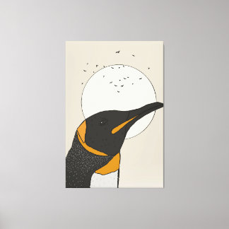 Lienzo Pingüino Solitario Bajo la Luna