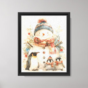 Lienzo Pingüinos de Hombre de Nieve Acogedor Pared de Gua