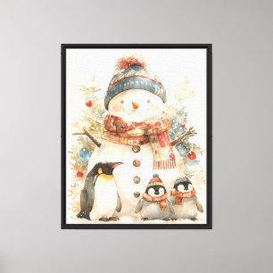 Lienzo Pingüinos de Hombre de Nieve Acogedor Pared de Gua
