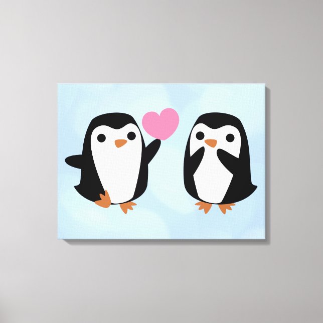 Lienzo Pingüinos enamorados (Anverso)