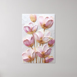 Lienzo Pink and Gold Flowers Texture Abstract Wall Art