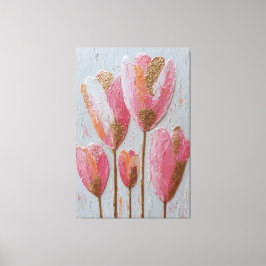 Lienzo Pink and Gold Tulip Texture Abstract Wall Art