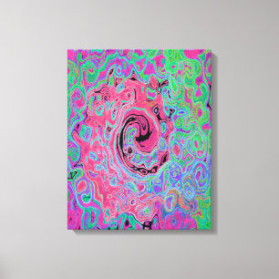 Lienzo Pink and Lime Green Groovy Abstract Retro Swirl