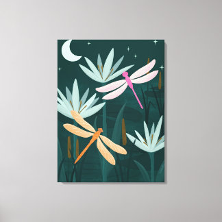 Lienzo Pink and Orange Dragonflies Wall Art - Canvas