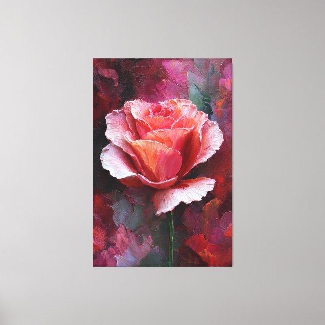 Lienzo Pink and Red Rose Texture Abstract Wall Art (Anverso)