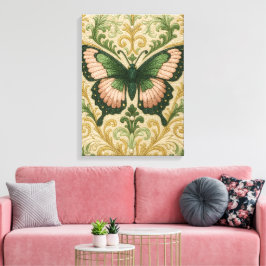 Lienzo Pink & Green Butterfly Stretched Canvas Print