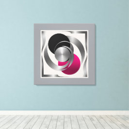 Lienzo Pink Grey Black Circle Abstract