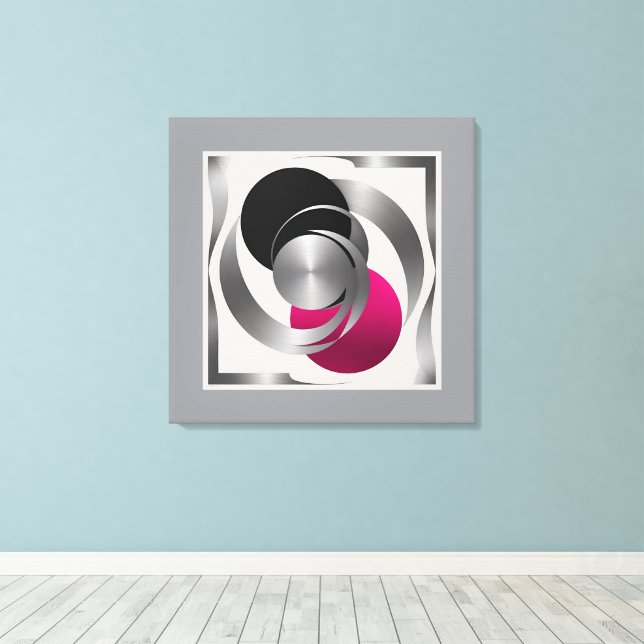 Lienzo Pink Grey Black Circle Abstract  (Insitu (piso de madera))