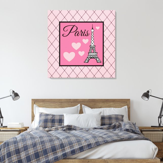 Lienzo Pink Paris Sign Wall Art (Insitu(Dormitorio))