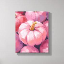 Lienzo Pink Pastel Pumpkins Watercolor Painting