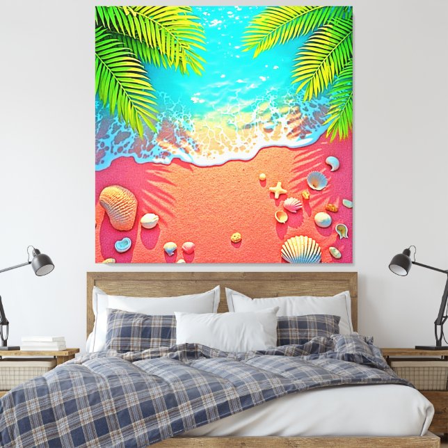 Lienzo Pink Sand Beach Paradise Design (Insitu(Dormitorio))