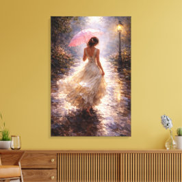 Lienzo Pink Umbrella: Impasto Style