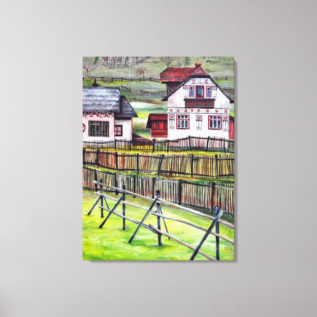 Lienzo Pintado a mano con acuarela Transilvania, Rumania (Anverso)