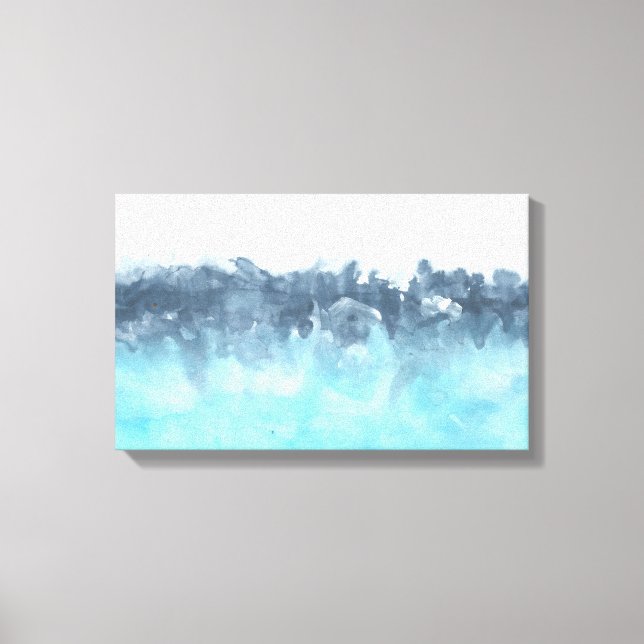 Lienzo Pintado abstracto de blues estratificado (Anverso)