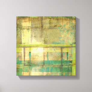 Lienzo Pintado abstracto dorado turquesa y verde