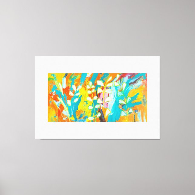 Lienzo Pintado Acrílico Floral Multicolores Resumen (Anverso)