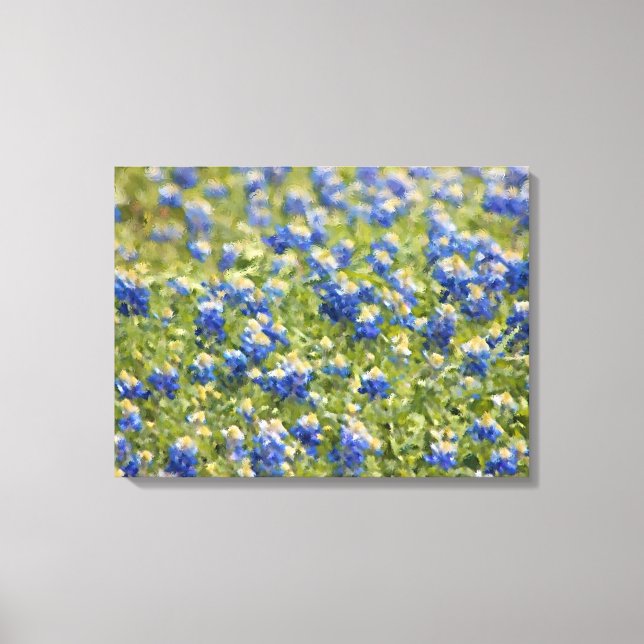 Lienzo pintado: Campo Bluebonnet de flores silvest (Anverso)