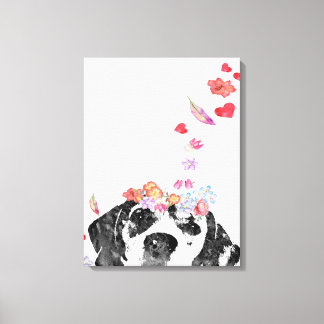 Lienzo Pintado de color de agua Beagle Perro Flores de gu