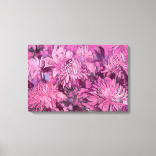 Lienzo Pintado de crosantemo rosado con flores pasteles f
