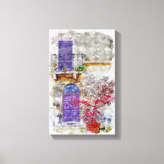 Lienzo Pintado de dibujos de la Puerta Violeta Lilac (Anverso)