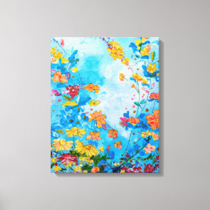 lienzo pintado de flores