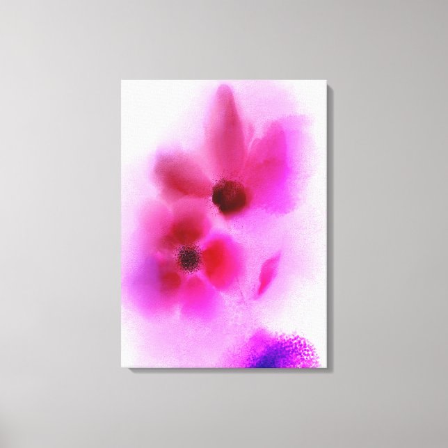 Lienzo Pintado de flores gemelas rosadas Ombre (Anverso)