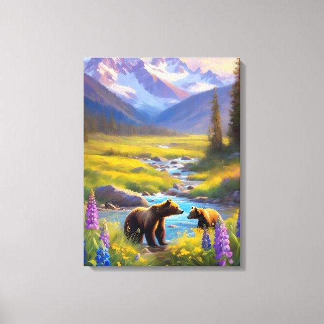 Lienzo Pintado de flores silvestres de la montaña Grizzly (Anverso)