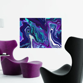 Lienzo Pintado digital abstracto púrpura y Verde azulado