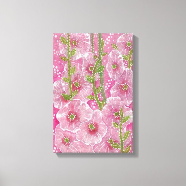 Lienzo Pintado Floral de flores de malva aguda (Anverso)