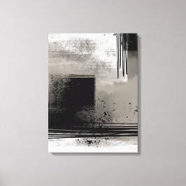 Lienzo Pintado neutro moderno abstracto beige y negro