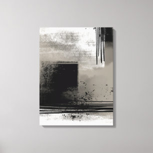 Lienzo Pintado neutro moderno abstracto beige y negro