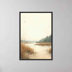 Lienzo Pintado paisajístico de Lago Tranquilo