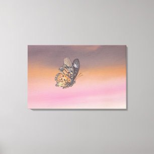 Lienzo Pintando la representación de la mariposa en vuel