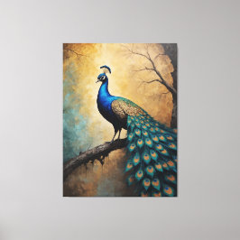 Lienzo Pintando un pavo real en una rama