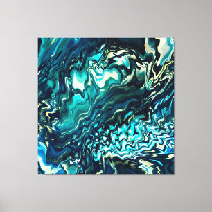 Lienzo Pintar olas fluyendo Aqua Black, Emerald