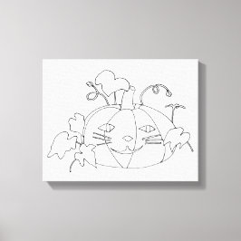 Lienzo Pintarlo Cara de gato calabaza en tela envuelta