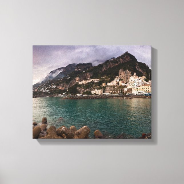 Lienzo Pintoresca Costa Amalfitana, ciudad costera de Ita (Anverso)