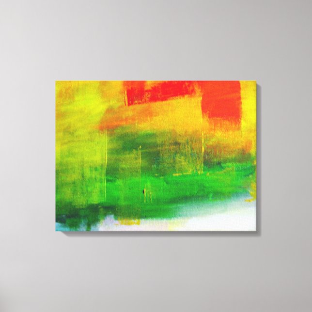 Lienzo Pintura abstracta amarilla verde rojo (Anverso)