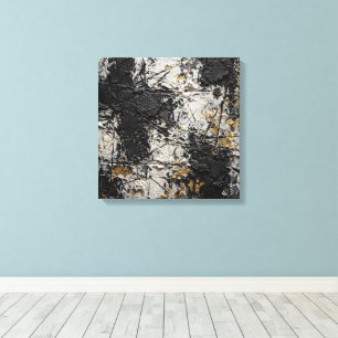 Lienzo Pintura abstracta brutalista de lujo - Negro