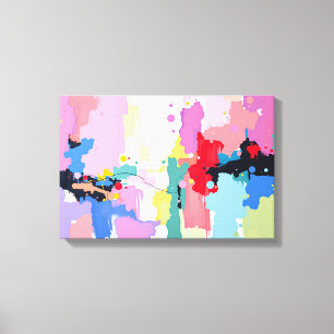 Lienzo Pintura abstracta colorida con salpicaduras y gota